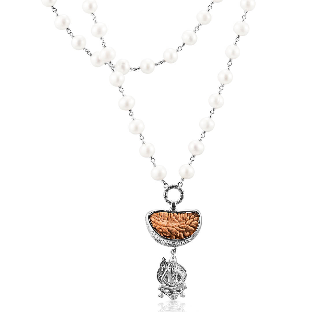 Shiva 1 Mukhi Pearl Mala (silver) 1