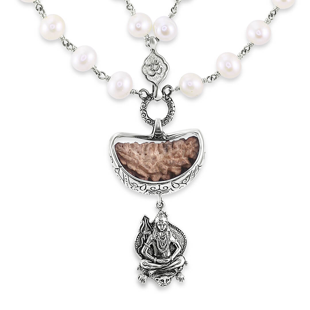 Shiva 1 Mukhi Pearl Mala (silver) 4