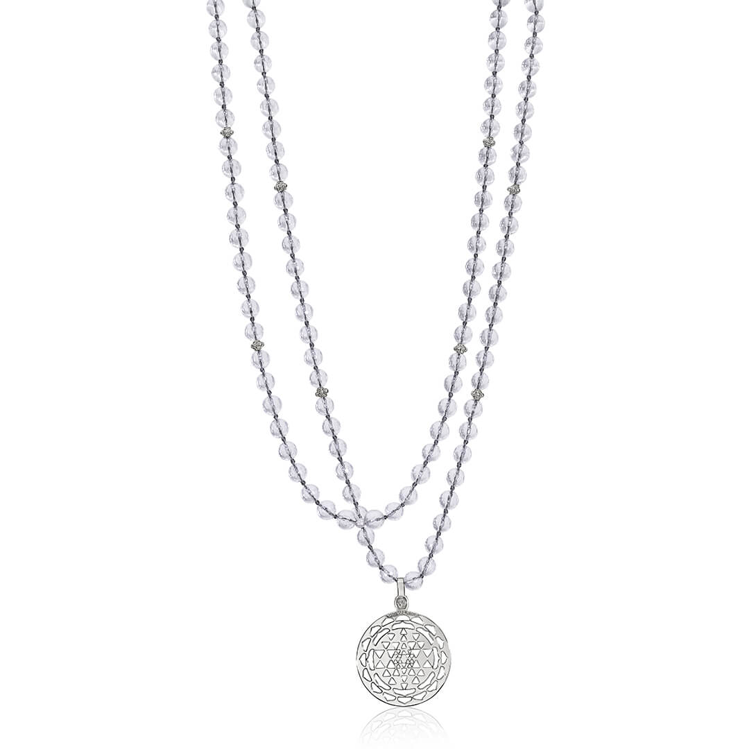 Sri Yantra Crystal Mala (silver brass) 1