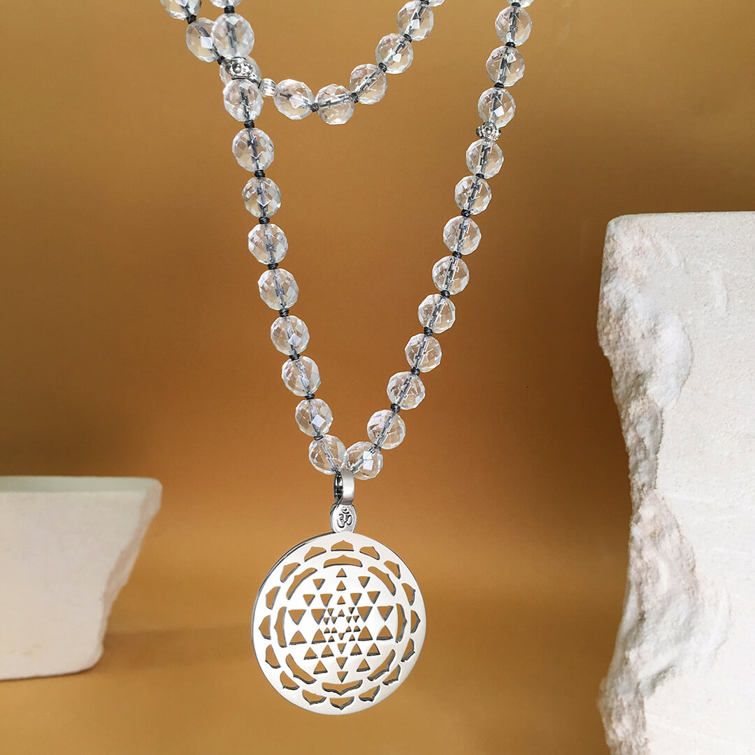 Sri Yantra Crystal Mala (silver brass) 4
