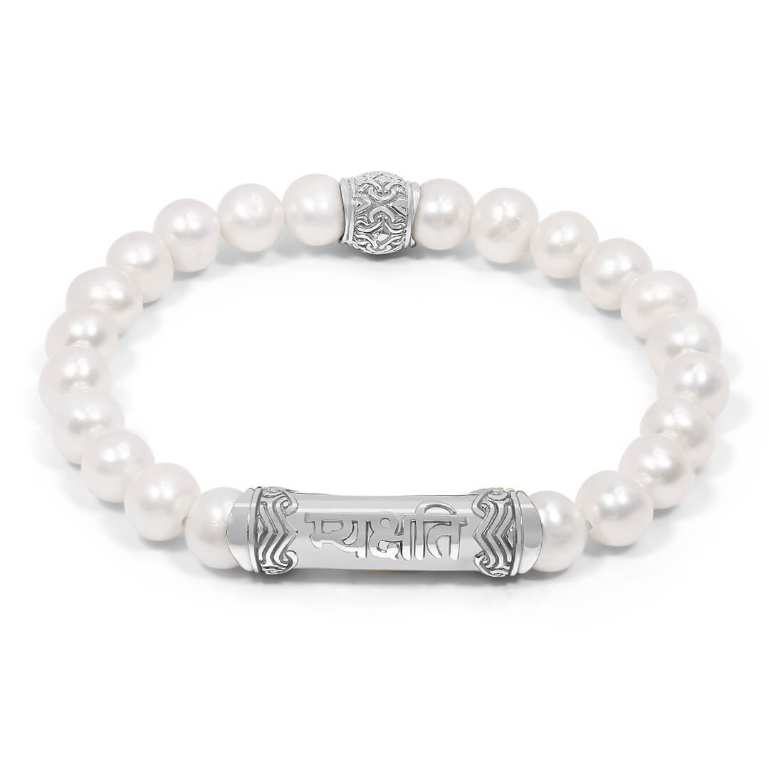 Be Present Pearl Mantra Bracelet (silver) 1
