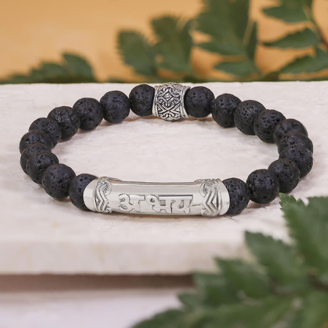 FEARLESS Sanskrit Lava Bracelet (silver brass) 3