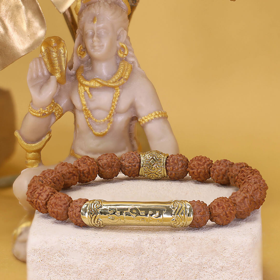 FEARLESS Sanskrit Rudraksha Bracelet (gold brass) 3