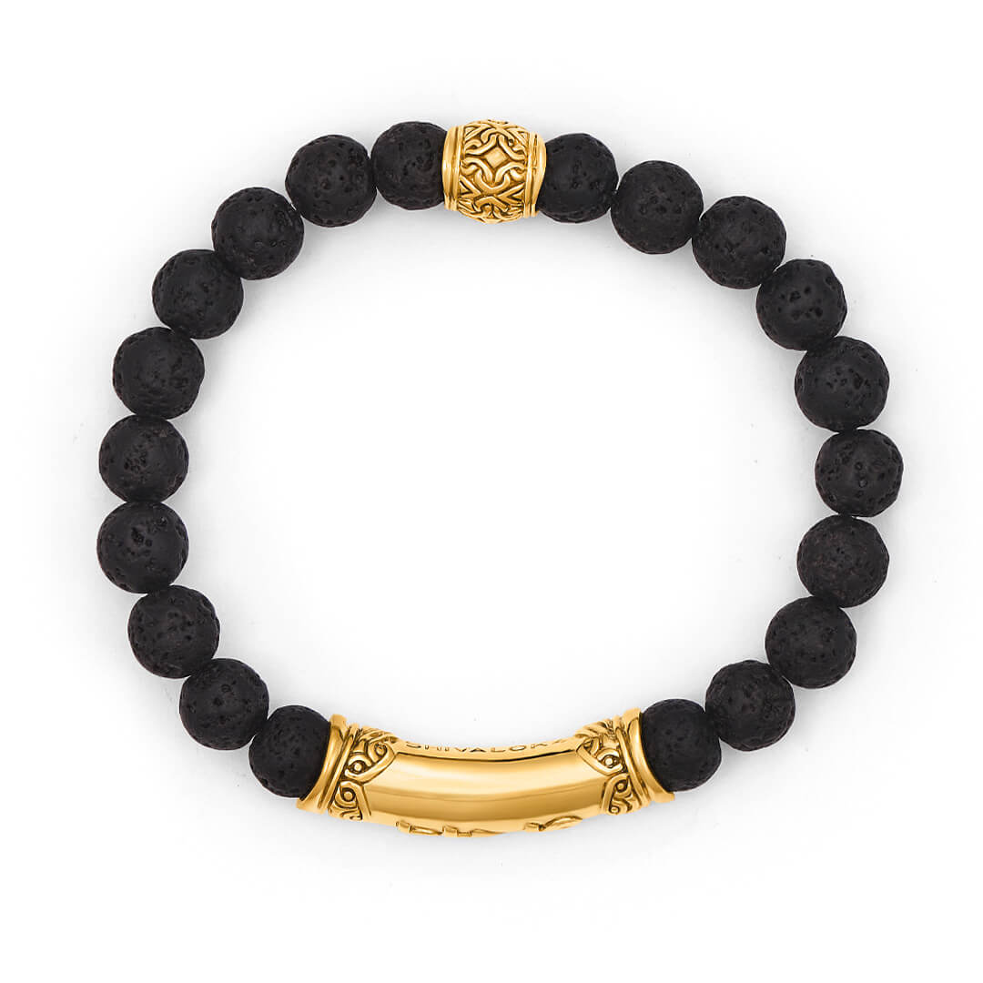 I AM DIVINE LOVE Sanskrit Lava Bracelet (gold brass) 2