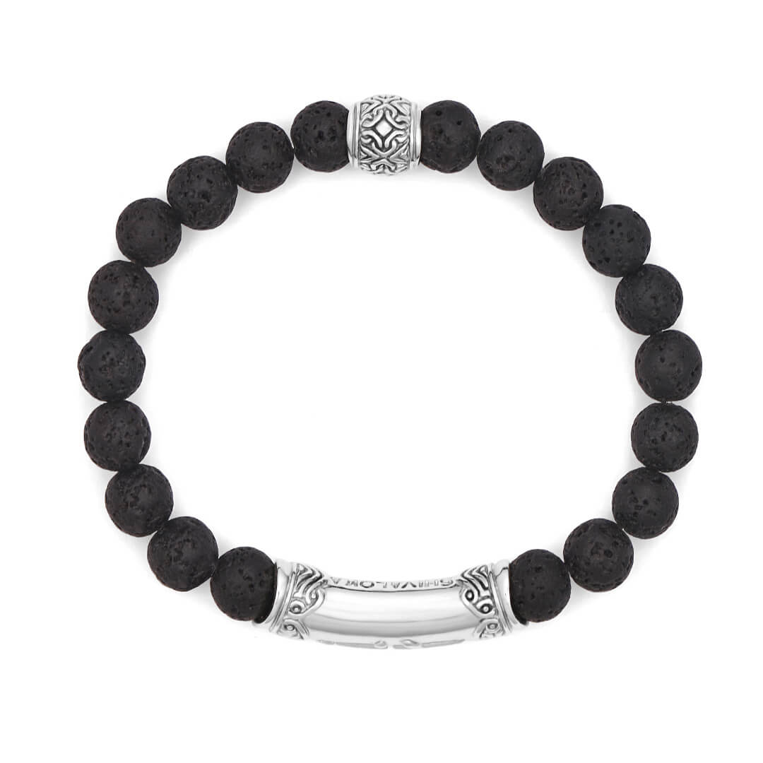 I AM DIVINE LOVE Sanskrit Lava Bracelet (silver brass) 2