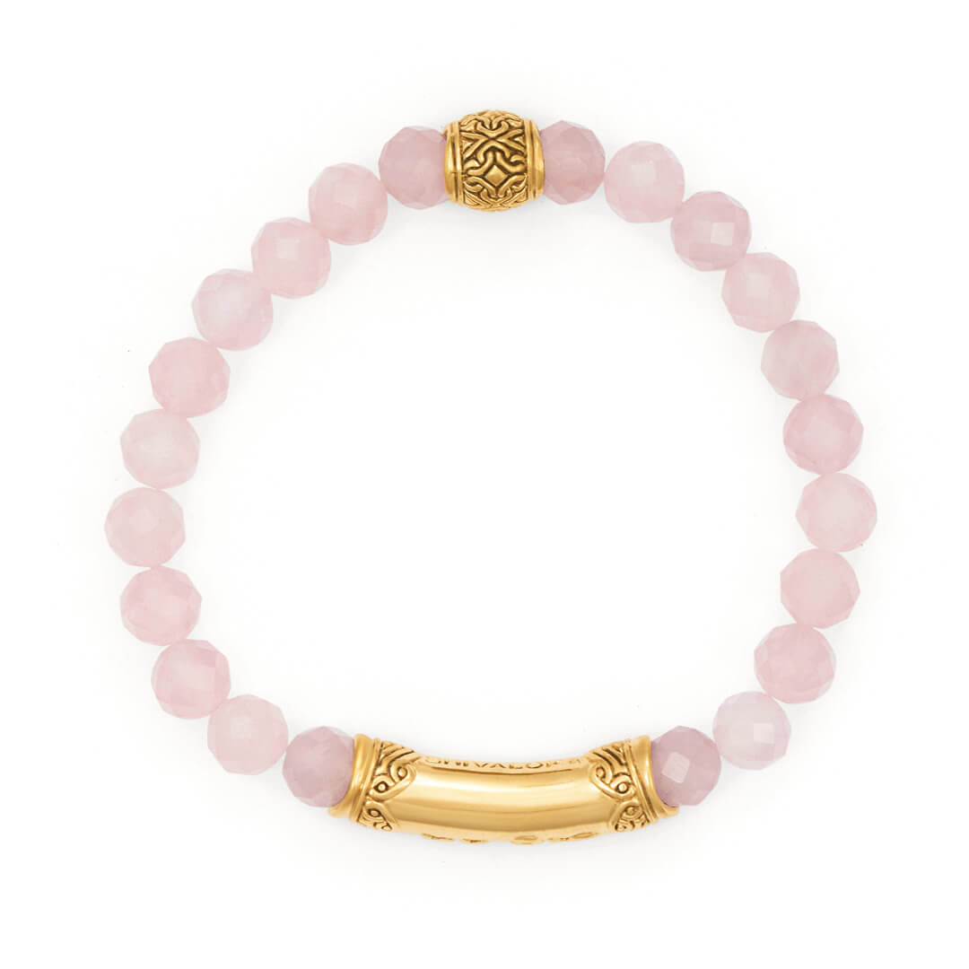 I AM DIVINE LOVE Sanskrit Rose Quartz Bracelet (gold brass) 2