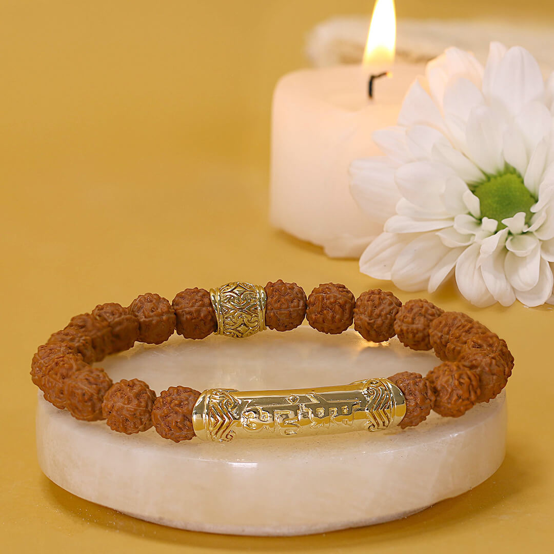 I Am Divine Love Rudraksha Mantra Bracelet (gold) 3
