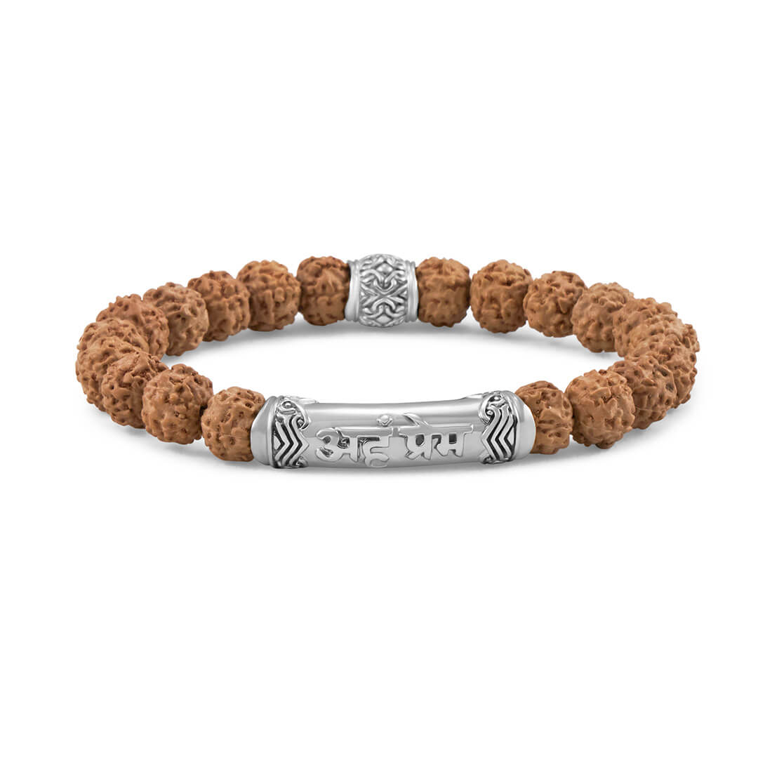 I Am Divine Love Rudraksha Mantra Bracelet (silver) 1