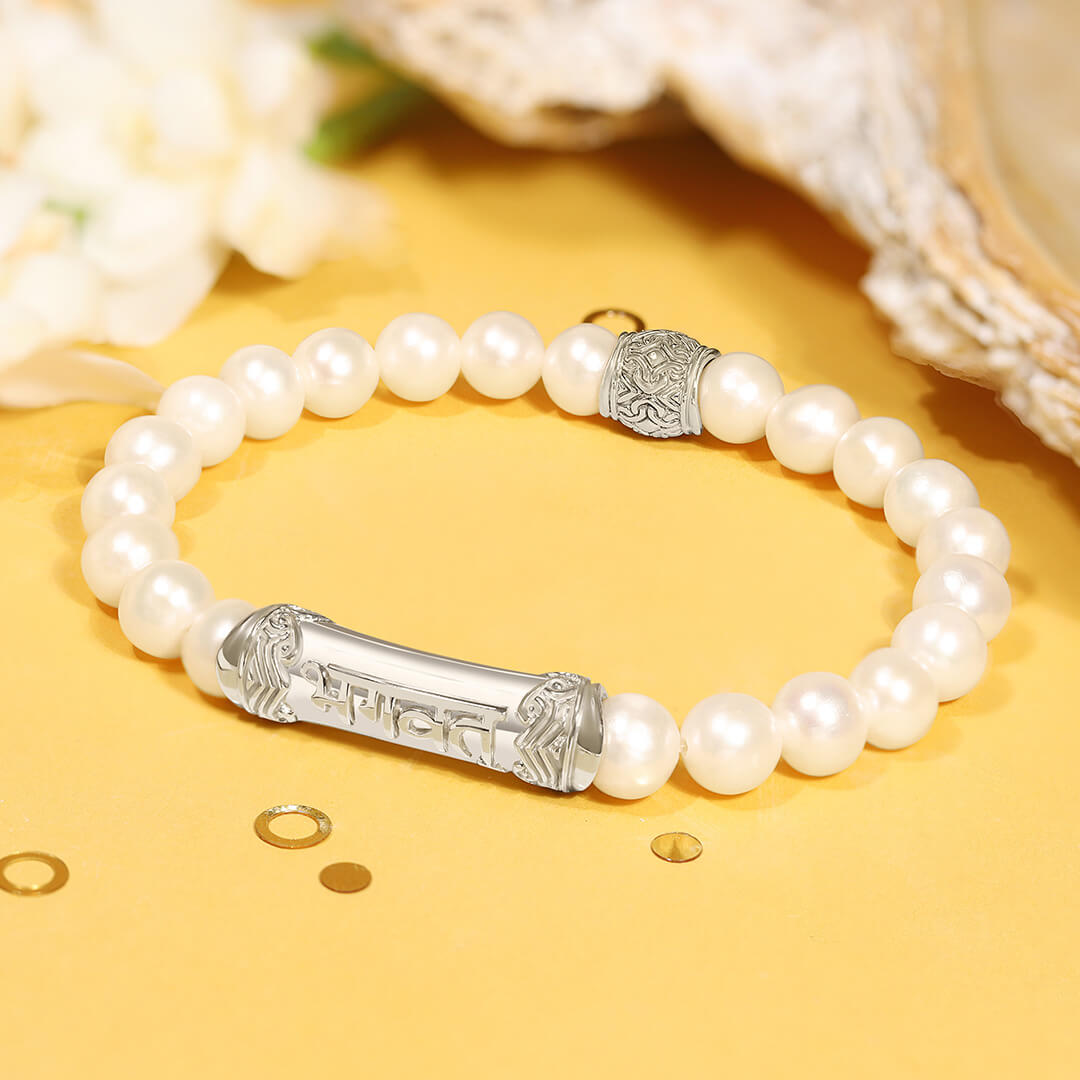 Blessed Pearl Mantra Bracelet (silver) 3