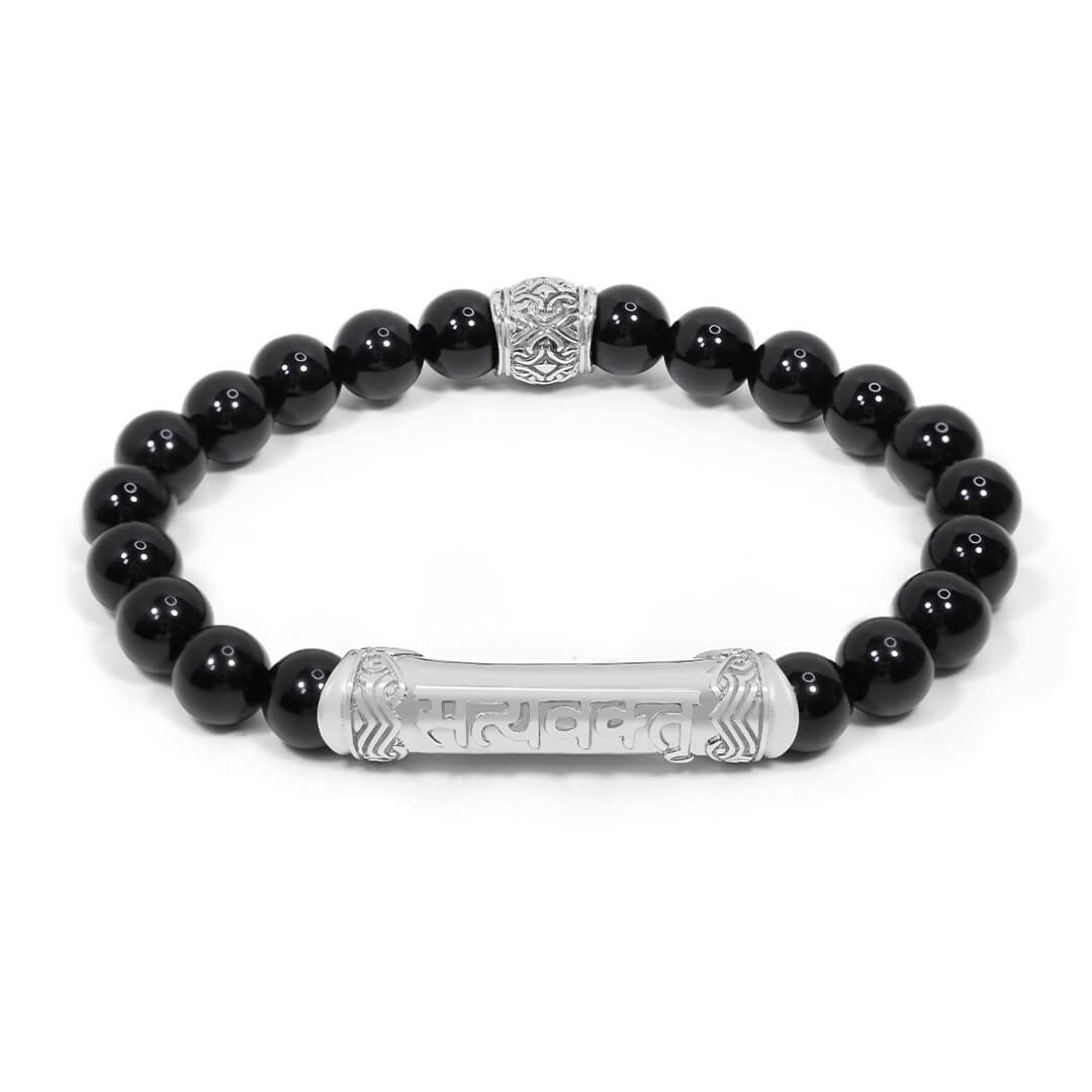Truthspeaker Onyx Mantra Bracelet (silver) 1