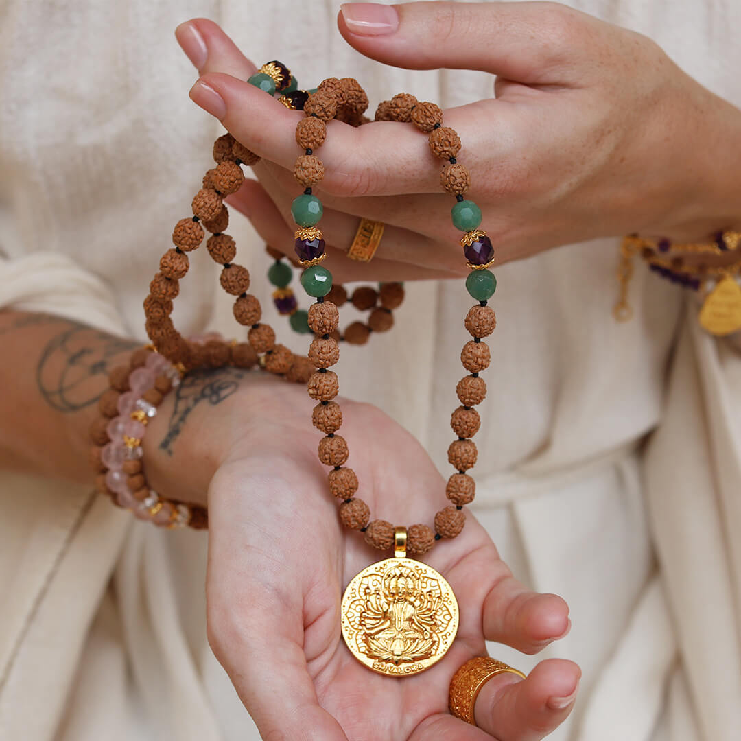 Gayatri Mala Green Aventurine-Amethyst 5