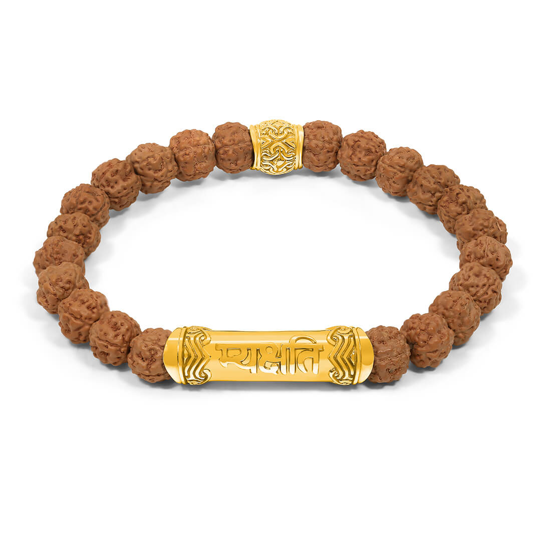 Be Present Rudraksha Mantra Bracelet (gold) 1