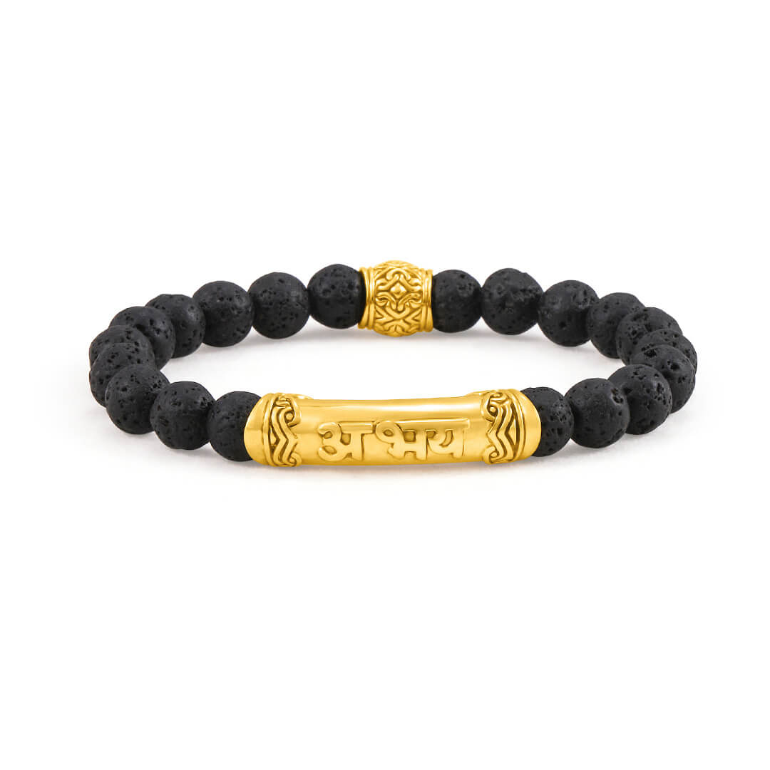 FEARLESS Sanskrit Lava Bracelet (gold brass) 1