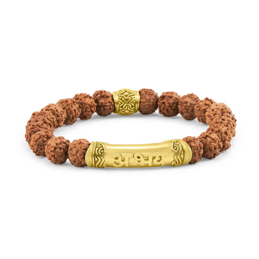 FEARLESS Sanskrit Rudraksha Bracelet (gold brass) 1