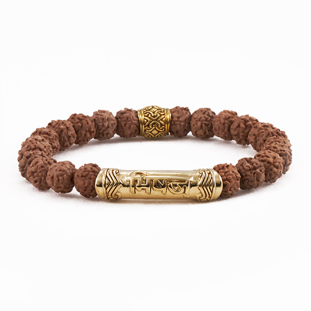 Healer Rudraksha Mantra Bracelet (gold) 1