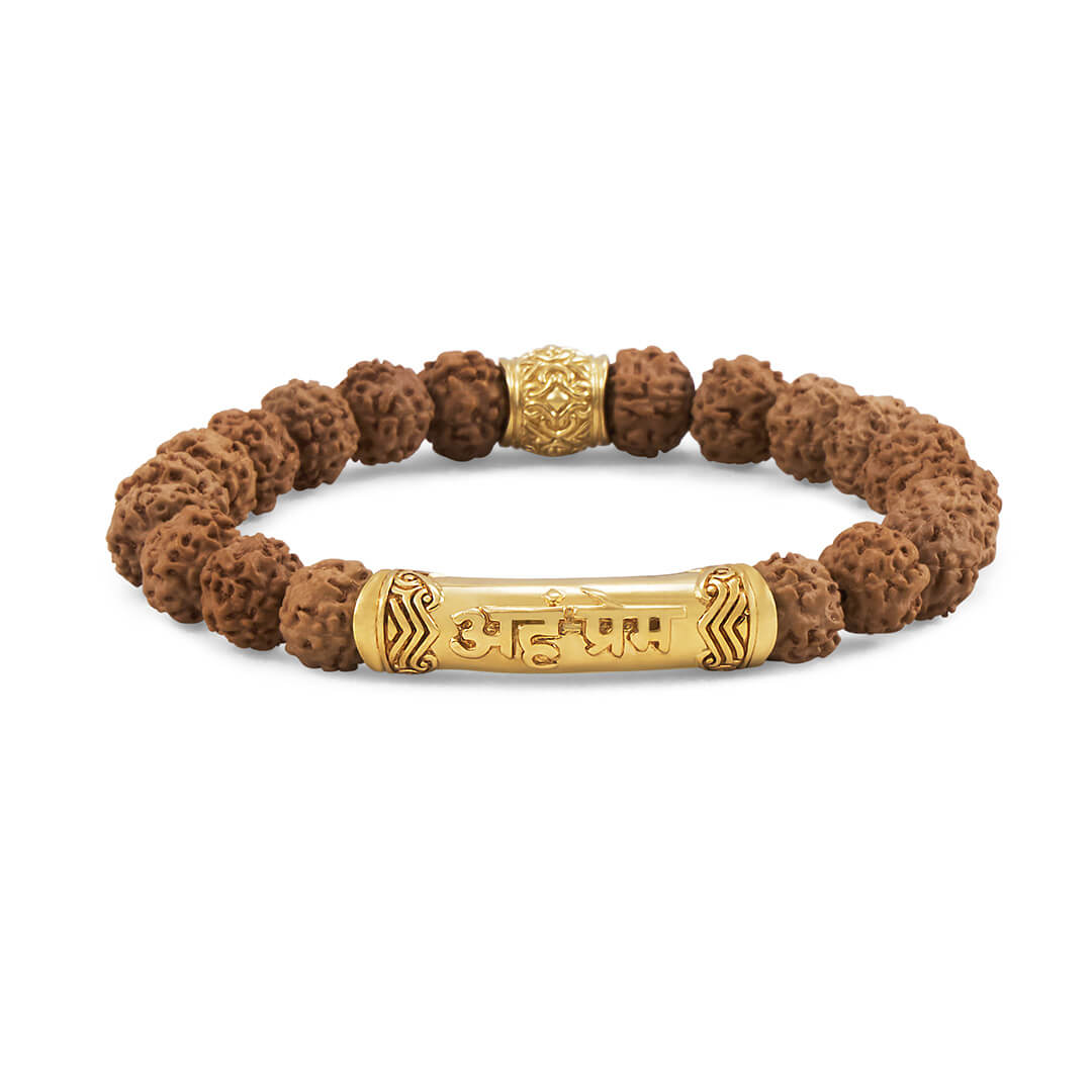 I Am Divine Love Rudraksha Mantra Bracelet (gold) 1