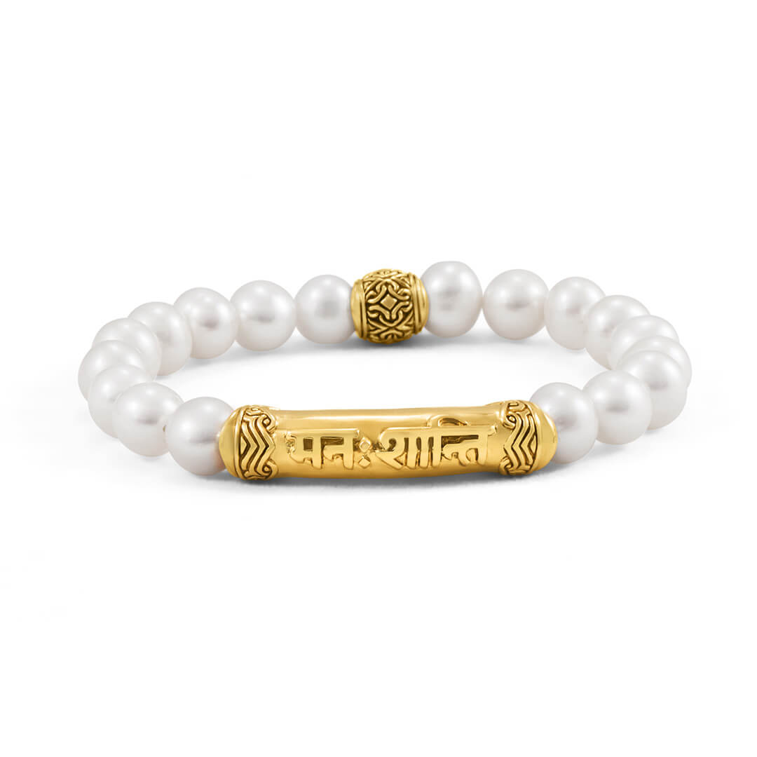 Peace of Mind Calming Pearl Mantra Bracelet (gold) 1