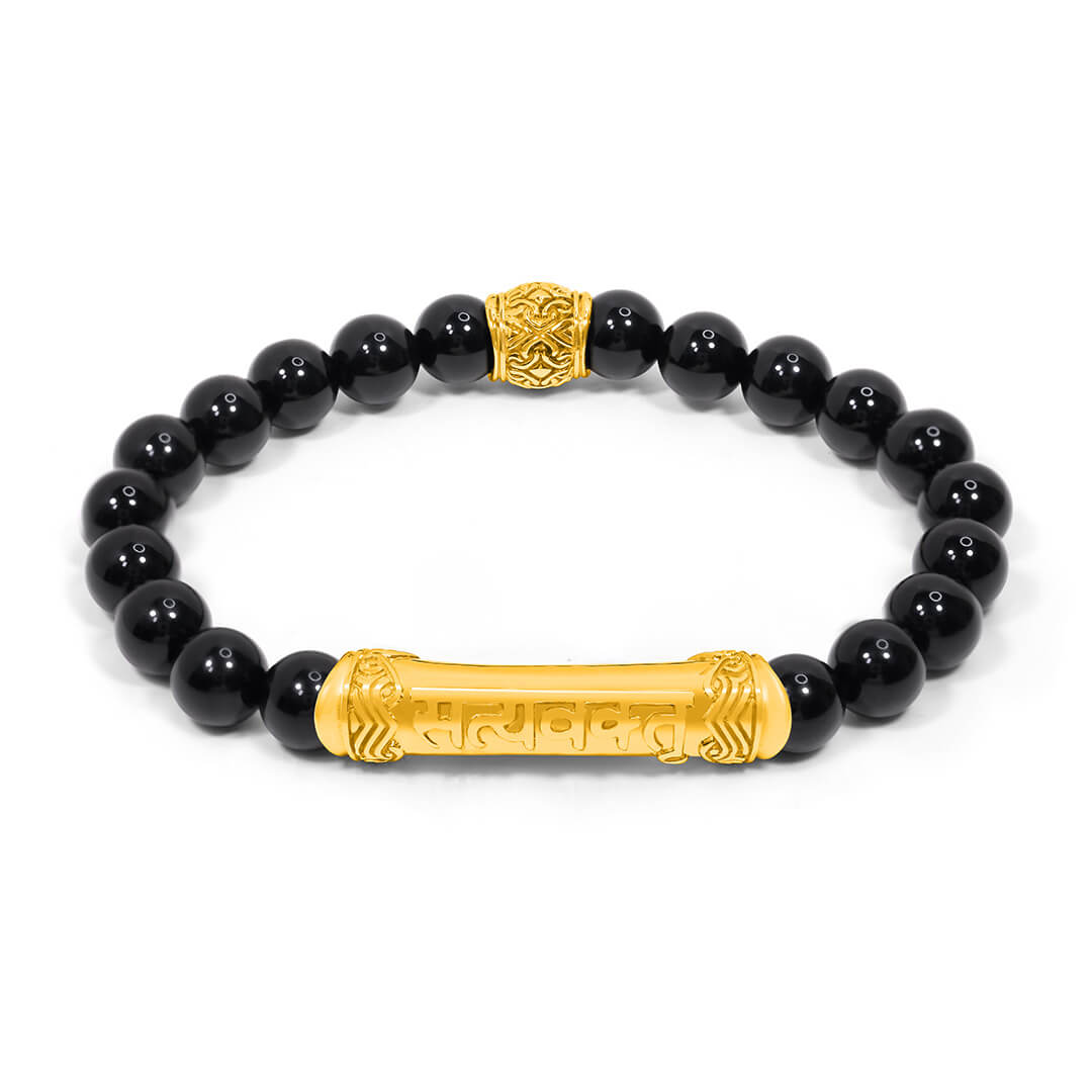 Truthspeaker Onyx Mantra Bracelet (gold) 1